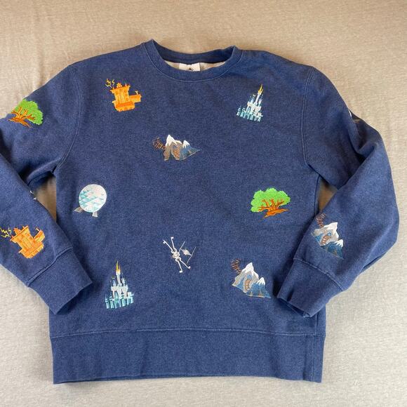 Walt Disney World Embroidered Icons Sweatshirt S Small Blue - Picture 1 of 11